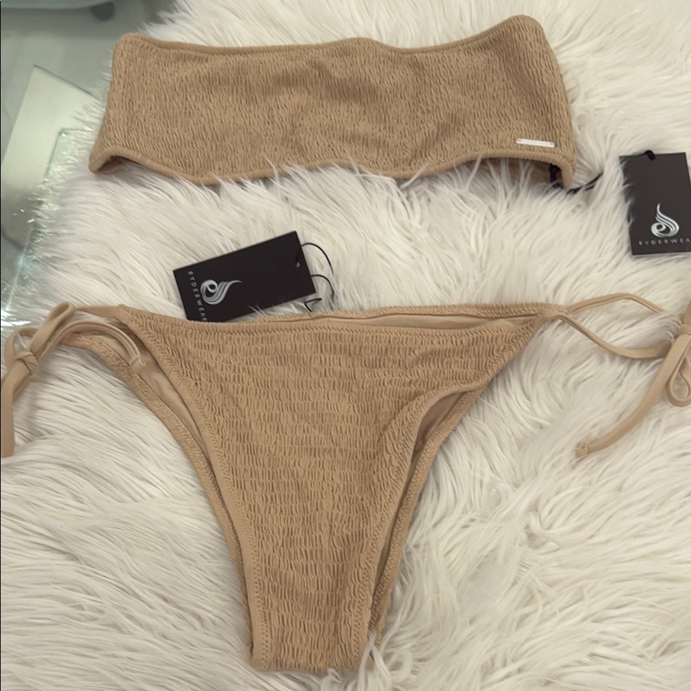Ryderwear Tan Ribbed Bikini Set